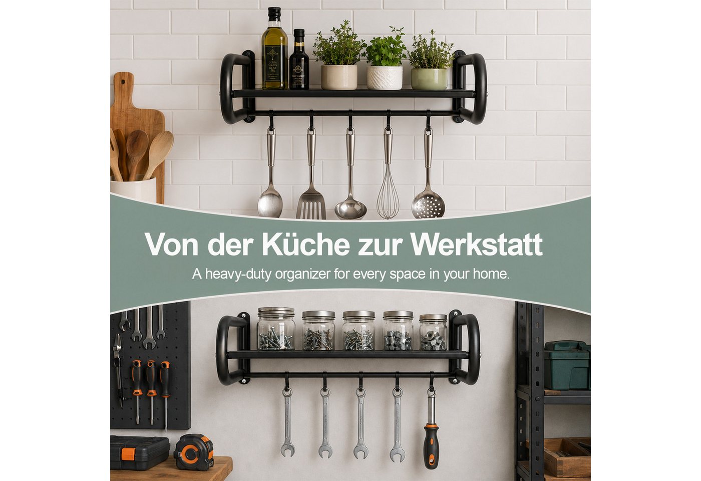 Youyijia Küchenorganizer-Set Mikrowellen Wandhalterung Regal Edelstahl Küchen Organizer