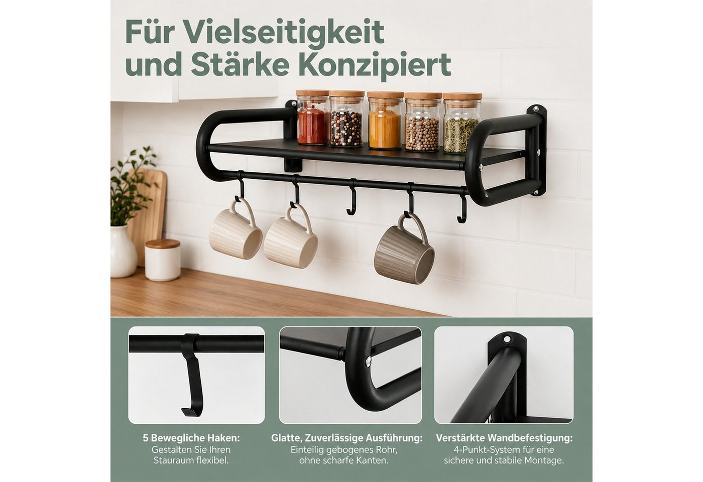 Youyijia Küchenorganizer-Set Mikrowellen Wandhalterung Regal Edelstahl Küchen Organizer Bild 5
