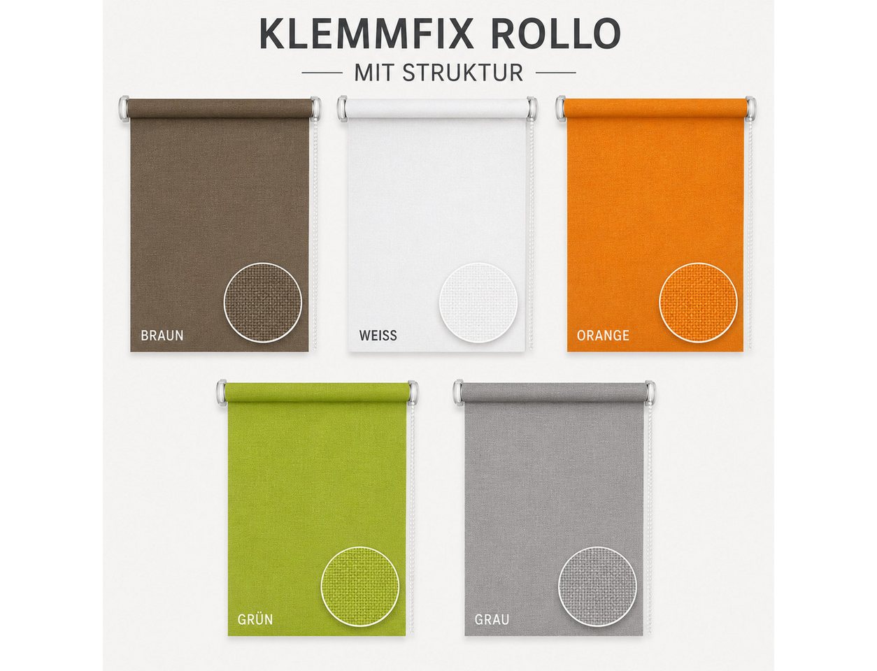 Seitenzugrollo Rollo für Fenster ohne Bohren Klemmfix, Plisseeonline, blickdicht, Klemmfix, freihängend, Klemmfix Bild 3