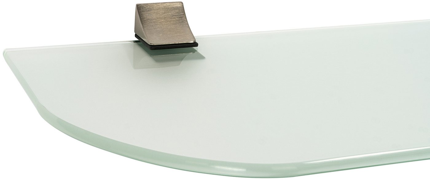 ib style Wandregal Glasregal 6mm klar 90 x 15 cm + Clip KUBI Edelstahloptik, Glasboden aus ESG-Sicherheitsglas - Wandregal