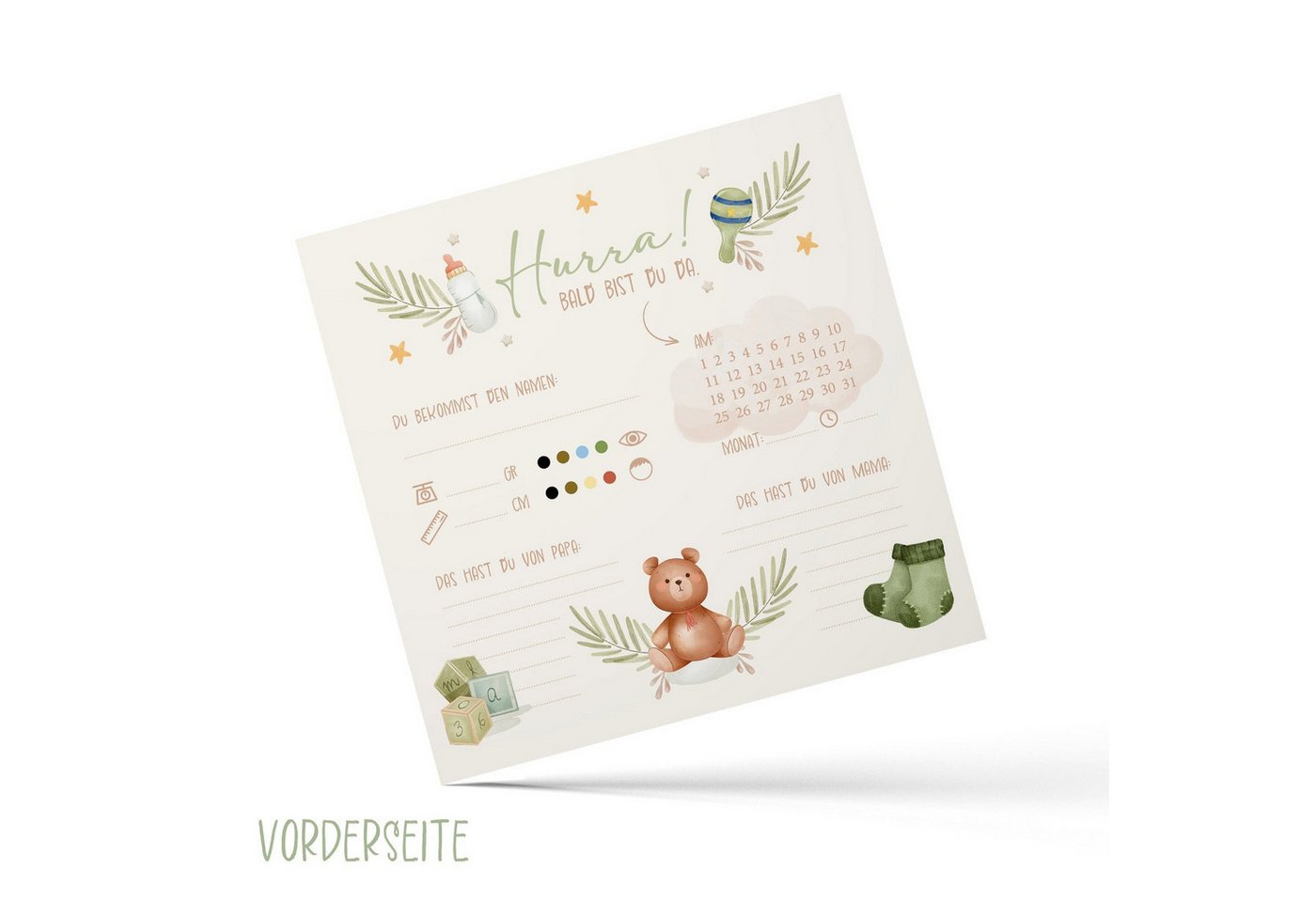 Logbuch-Verlag Klappkarte Ratespiel Babyparty 10 Rätselkarten zum Ausfüllen neutral