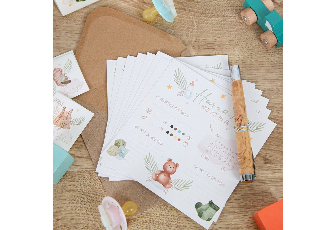 Logbuch-Verlag Klappkarte Ratespiel Babyparty 10 Rätselkarten zum Ausfüllen neutral Bild 3