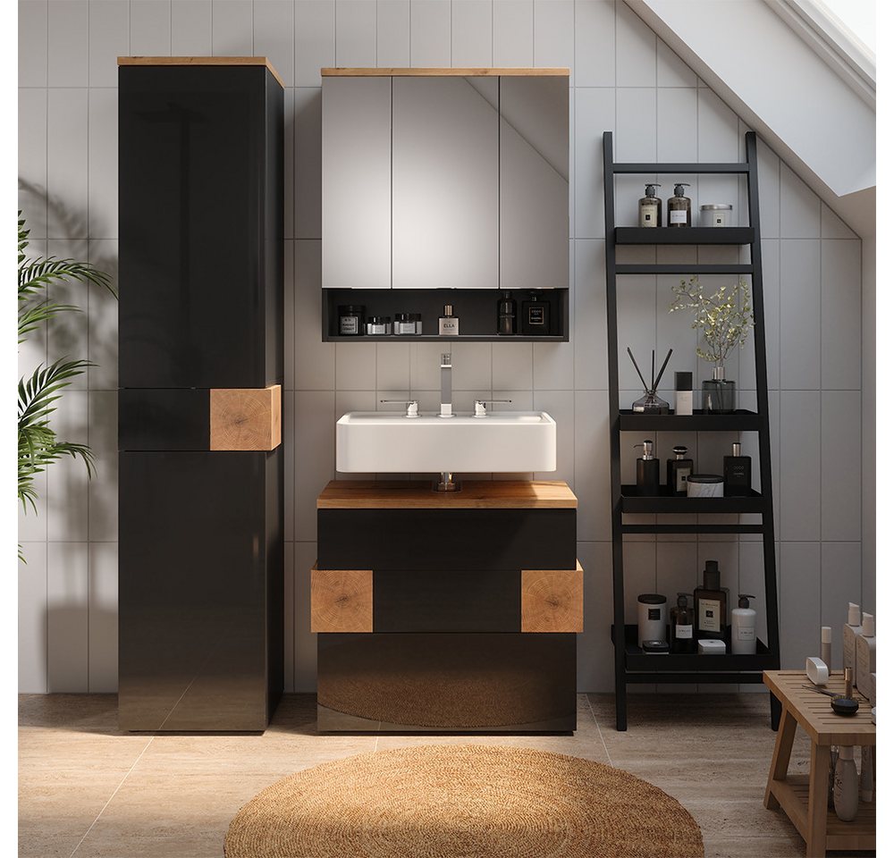 Vicco Badmöbel-Set Eden, Anthrazit/Artisan-Eiche, 3 Teile, (3-St., 3er Set)