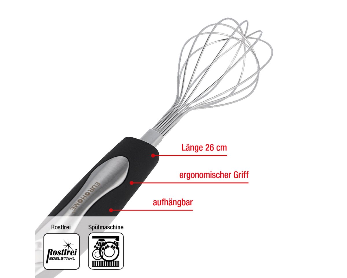 EUROHOME Schneeschläger Schaumschläger Carmen aus rostfreiem Edelstahl spülmaschinengeeignet, Rührer Mixer mit ergonomischem Kunststoffgriff Bild 5