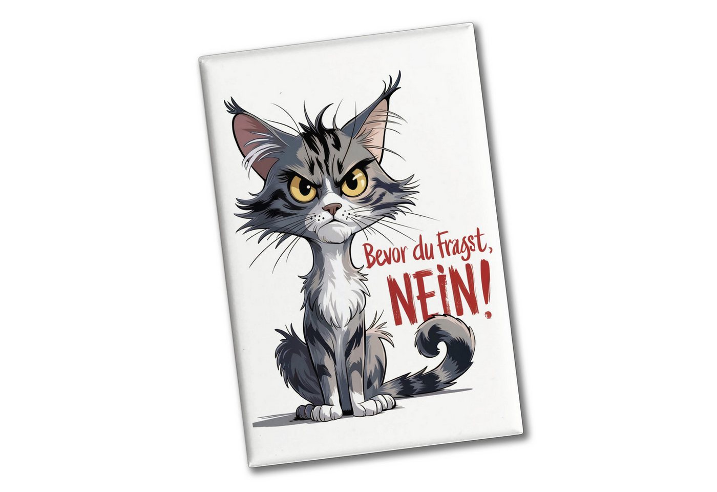 speecheese Magnet Ernste Katze - Bevor du fragst NEIN Souvenir Souvenir Magnet Bild 2