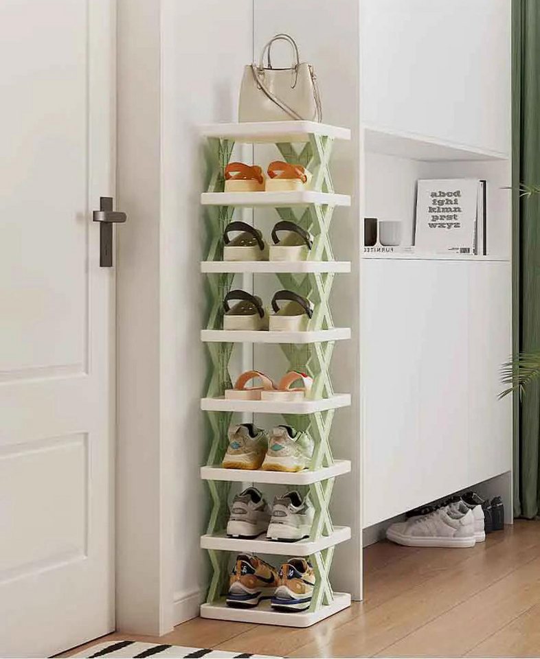 habeig Schuhregal Schuhschrank Grün/Weiß Einfache Montage Erweiterbar bis 9 Ebenen Bild 2