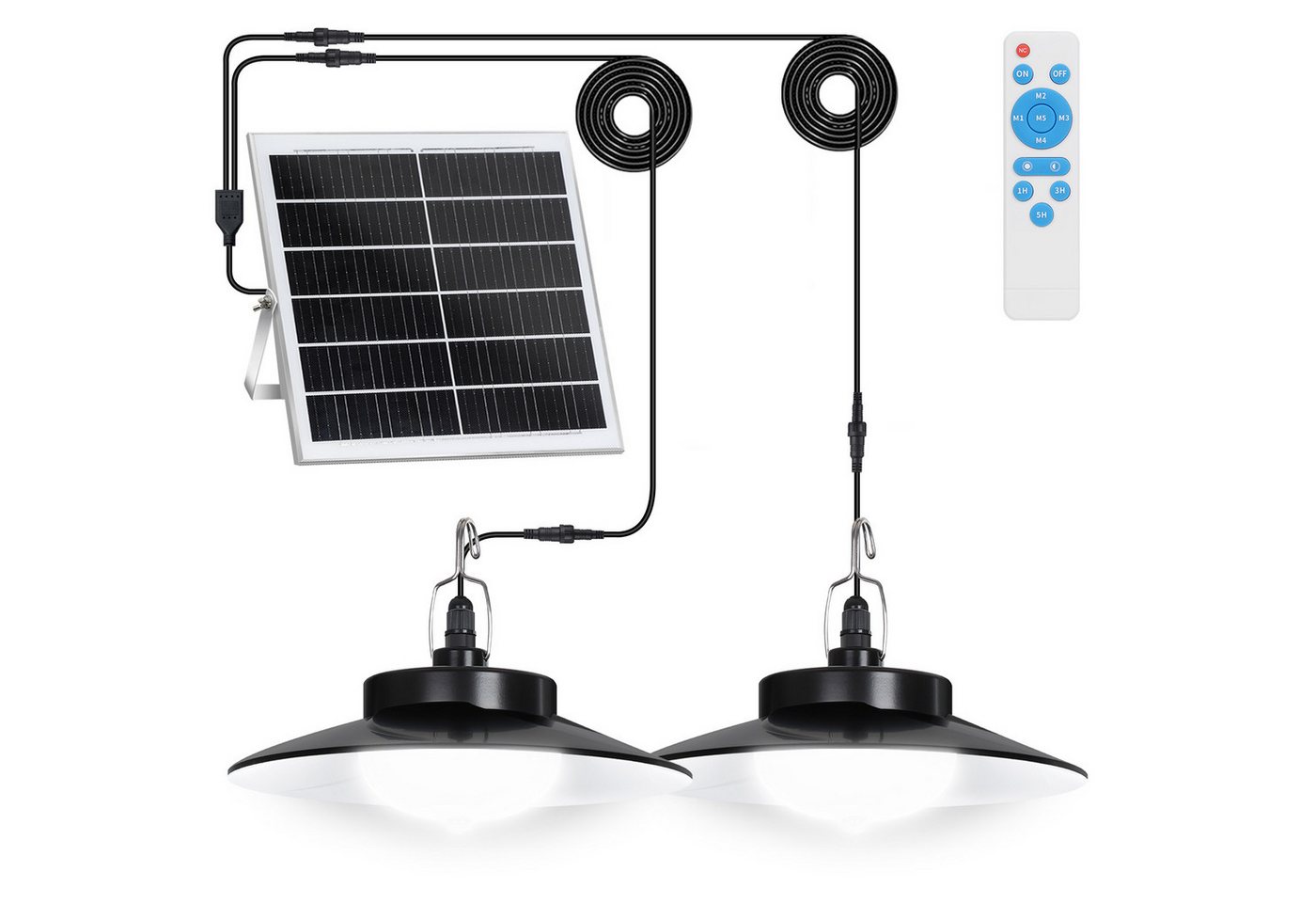 Lapamax LED Solarleuchte für Außen Hängend mit Fernbedienung, Wasserdichte IP65, Bewegungsmelder mit Fernbedienung, weiß, Dimmbare&Zeitgesteuerte, 5m Kabel für Garten Balkon Pavillon Bild 5