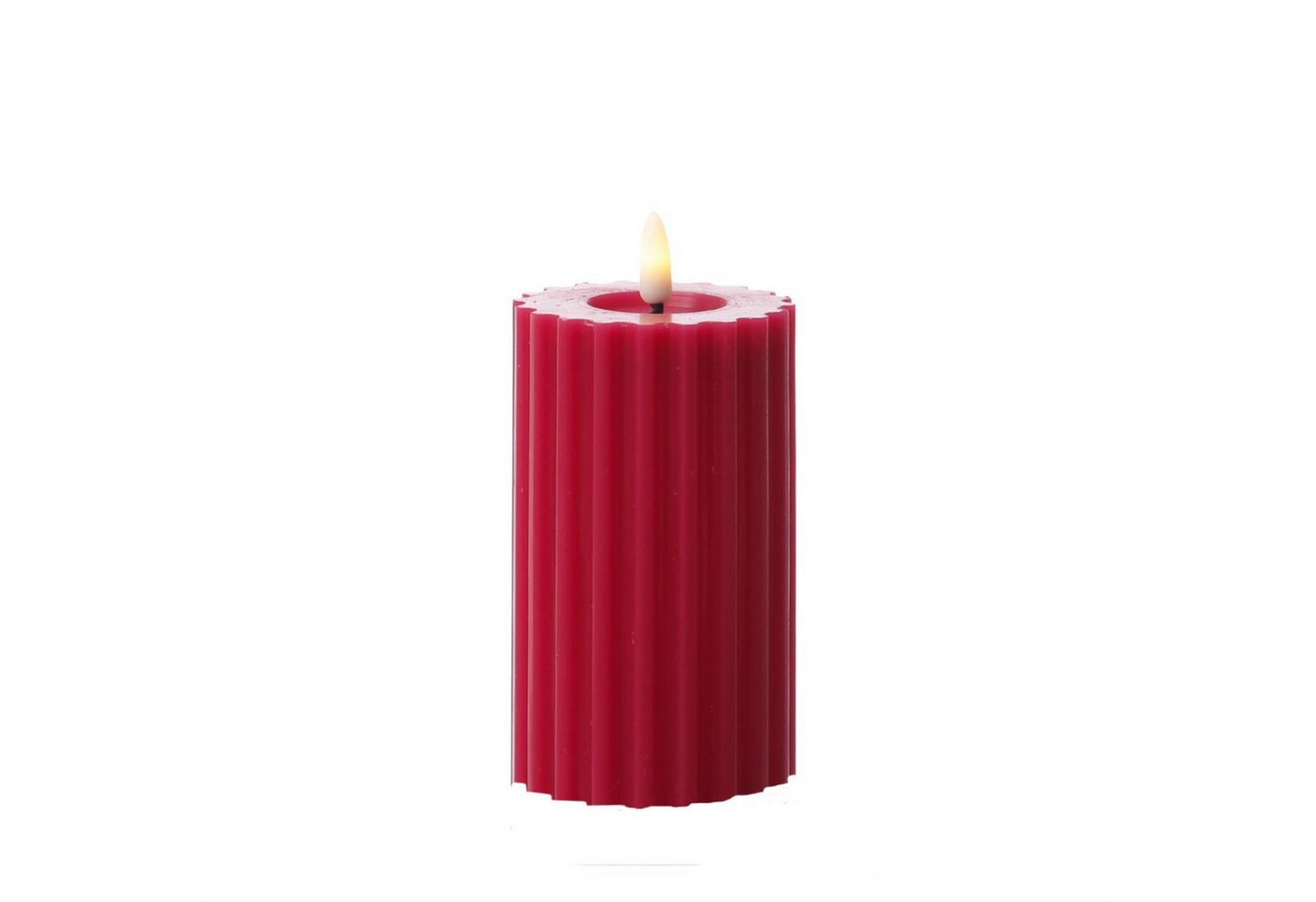 MARELIDA LED-Kerze Liv Echtwachs gerillt mit Rillen flackernd H: 14,5cm Timer beerenrot, LED Classic, warmweiß (2100K bis 3000K) Bild 2