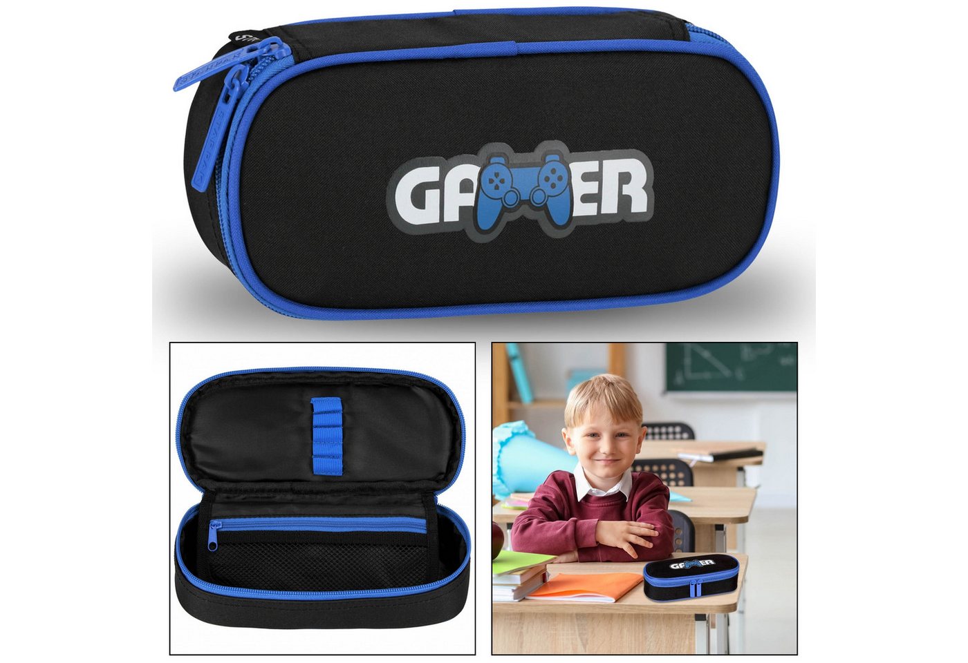 Sarcia.eu Federmäppchen Schwarz-blaues Gaming Schulmäppchen für Jungen 5x22x10cm Bild 5