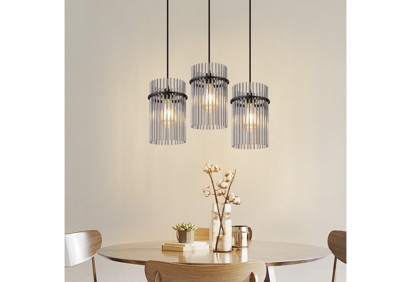 Nettlife LED Pendelleuchte Glas modern Gold/Schwarz E27 Hängelampe 3 Flammig Hängeleuchte 16cm, ohne Leuchtmittel, für esstisch esszimmer Wohnzimmer Küche Bild 3