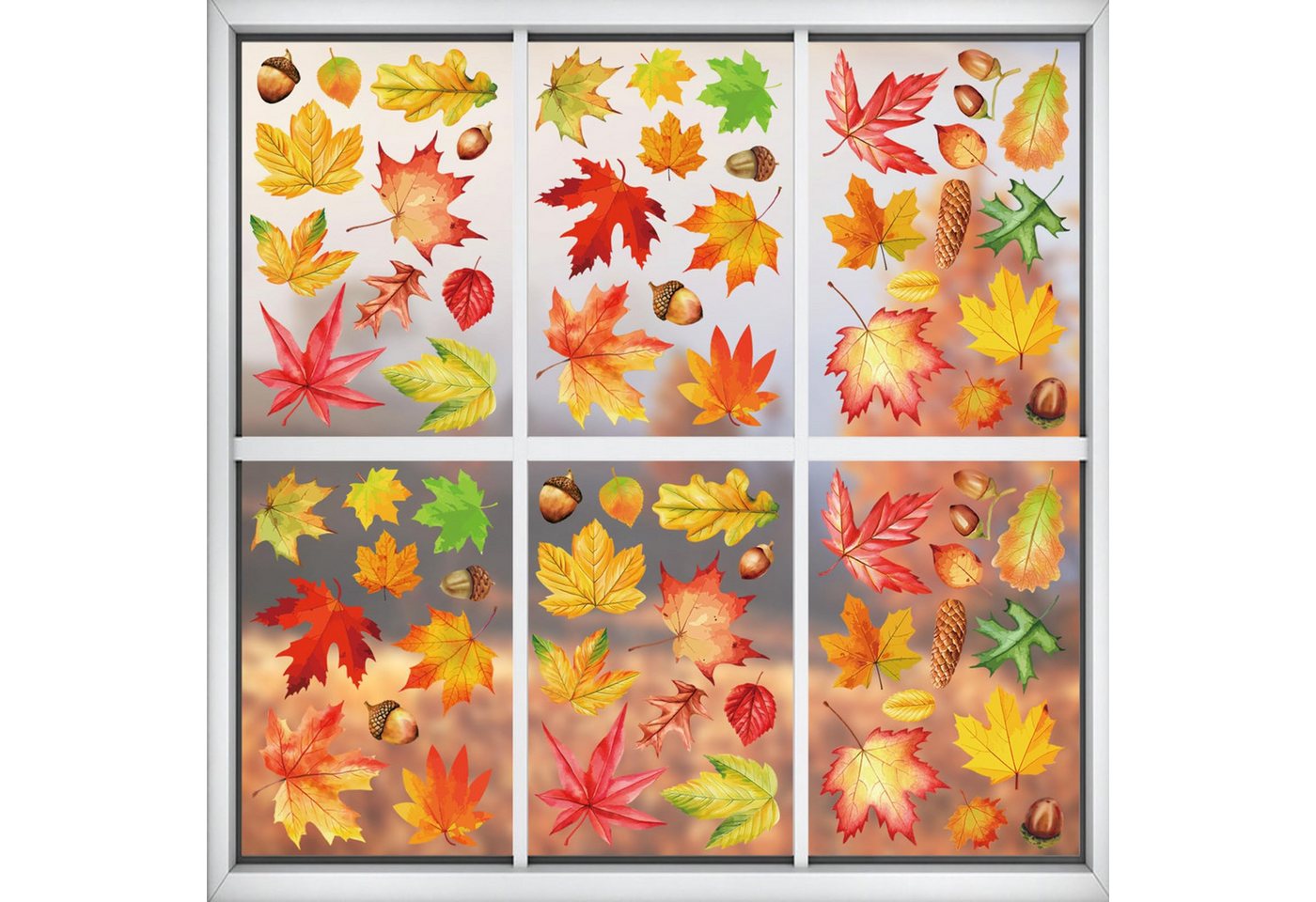Sorvyzxn Fensterfolie Fensterbilder Herbst, Autumn Fensterbild Selbstklebend, Herbstdeko, Fenster Sticker Kinder, Fensteraufkleber Herbstliche Blätter