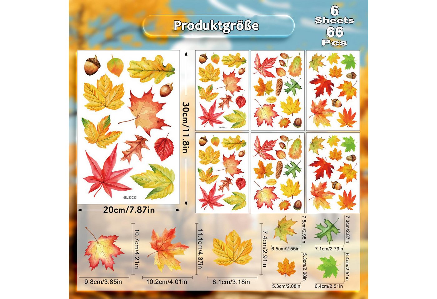 Sorvyzxn Fensterfolie Fensterbilder Herbst, Autumn Fensterbild Selbstklebend, Herbstdeko, Fenster Sticker Kinder, Fensteraufkleber Herbstliche Blätter Bild 3