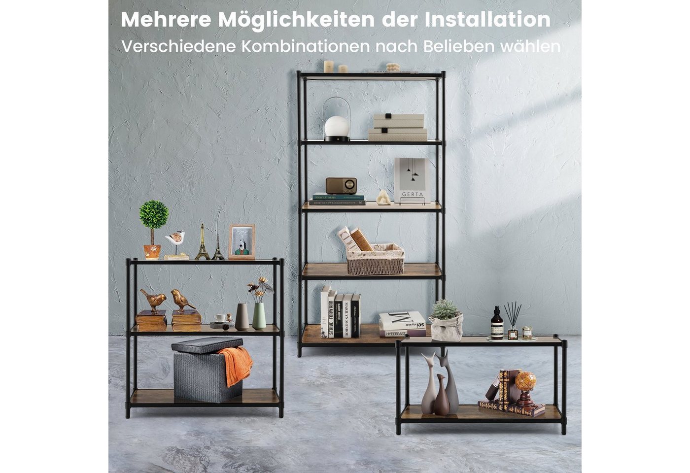 COSTWAY Bücherregal, 5 Ebenen, mit flexibler Montage, 80 x 29 x 154 cm Bild 3