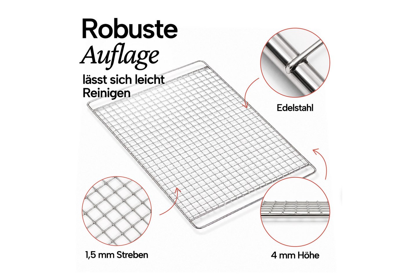 Lemodo Räucherofen Zubehör, Räucherrost Edelstahl in Netzform 36,5 x 25,5 cm, Räucherrost Edelstahl Netzform Bild 5