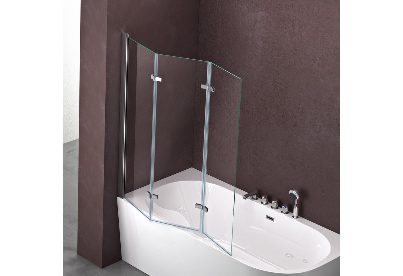 doporro Duschwand Badewannenaufsatz Duschwand badewanne inkl. Nano-Versiegelung 6mm ESG, 6mm Einscheibensicherheitsglas, Selbstreinigende Nano-Beschichtung