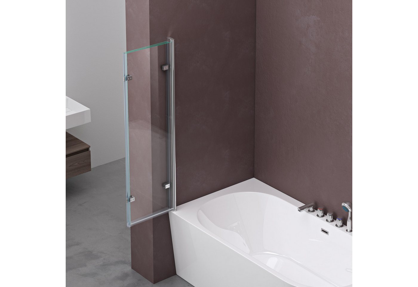 doporro Duschwand Badewannenaufsatz Duschwand badewanne inkl. Nano-Versiegelung 6mm ESG, 6mm Einscheibensicherheitsglas, Selbstreinigende Nano-Beschichtung Bild 2
