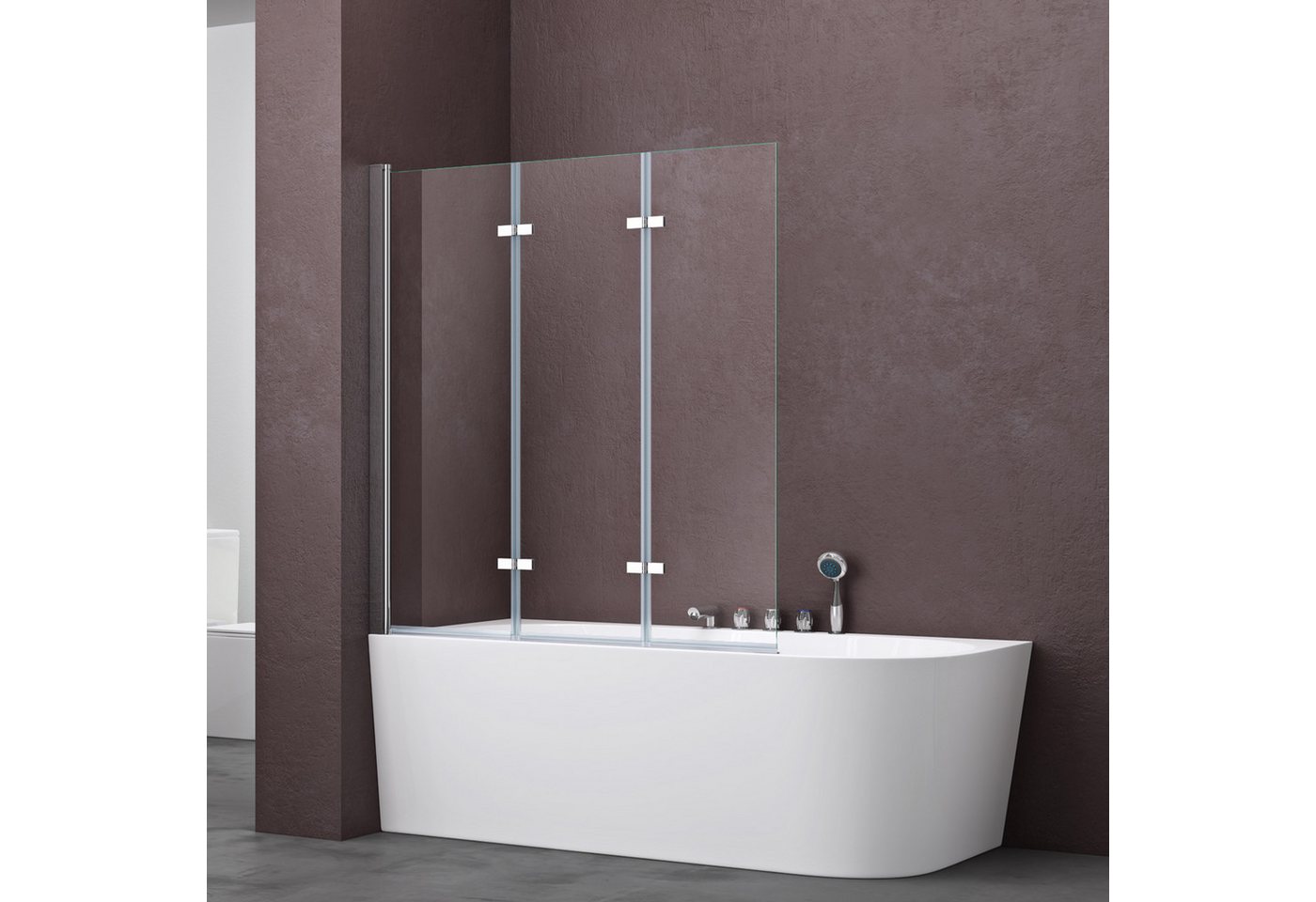 doporro Duschwand Badewannenaufsatz Duschwand badewanne inkl. Nano-Versiegelung 6mm ESG, 6mm Einscheibensicherheitsglas, Selbstreinigende Nano-Beschichtung Bild 3