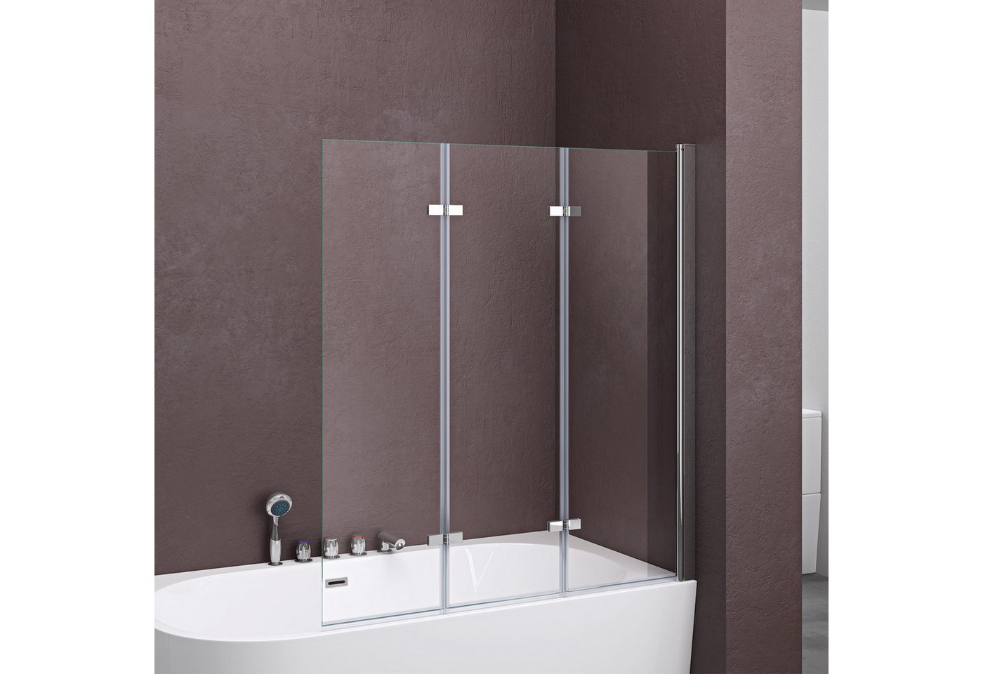 doporro Duschwand Badewannenaufsatz Duschwand badewanne inkl. Nano-Versiegelung 6mm ESG, 6mm Einscheibensicherheitsglas, Selbstreinigende Nano-Beschichtung Bild 4