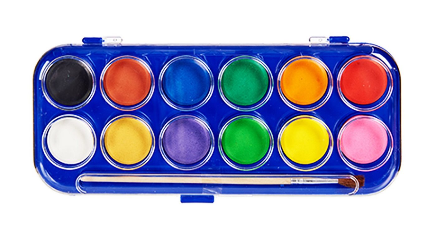 Pincello Aquarellfarbe 12 WASSERFARBEN Pinsel Aquarell Deckfarbkasten 36, Malkasten Farbkasten Farben