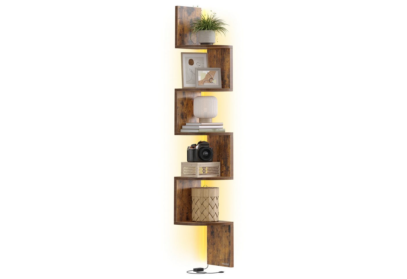 VASAGLE Eckregal Wandregal Schweberegal Bücherregal Pflanzenregal, Schlafzimmer Wohnzimmer Badezimmer, für Bücher, Schweberegal Bild 4