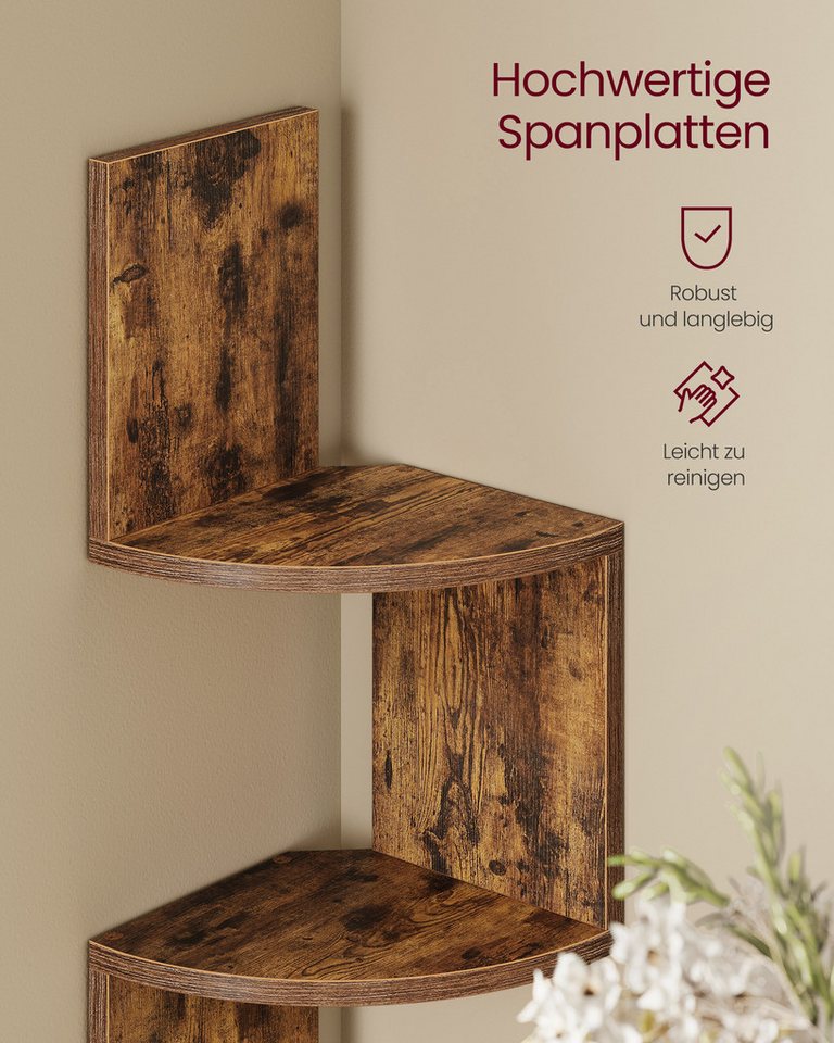 VASAGLE Eckregal Wandregal Schweberegal Bücherregal Pflanzenregal, Schlafzimmer Wohnzimmer Badezimmer, für Bücher, Schweberegal Bild 5