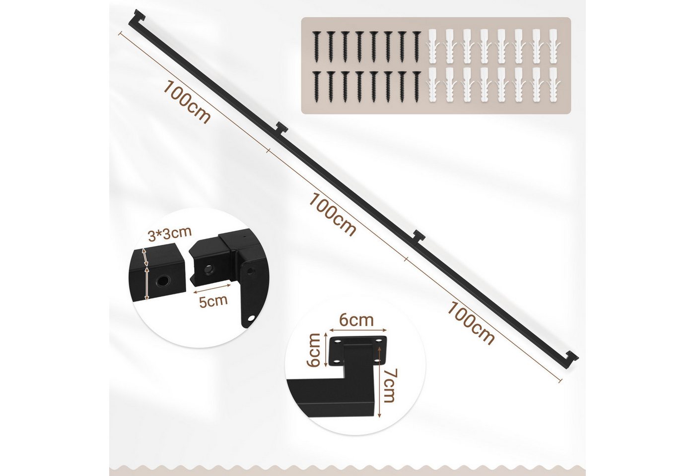 Clanmacy Treppengeländer Handlauf Set Metall Schwarz pulverbeschichteter Treppenhandlauf 300cm, 300 cm Länge Bild 4