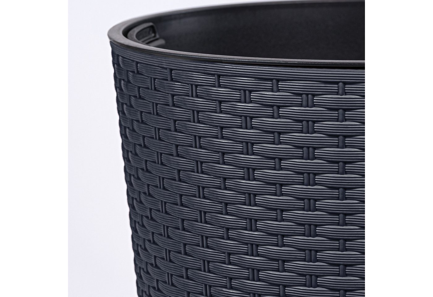 KONZEPT Blumentopf Ø 30 cm mit Einsatz, 15 L, mit Drainagesystem, in Rattan-Optik, Rattan-Optik/Flechtstruktur, Matte Oberfläche, Volumen: 15 L Bild 5