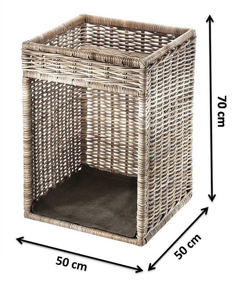 Kobolo Kaminholzkorb Kaminholzständer aus Rattan mit Ablagefläche