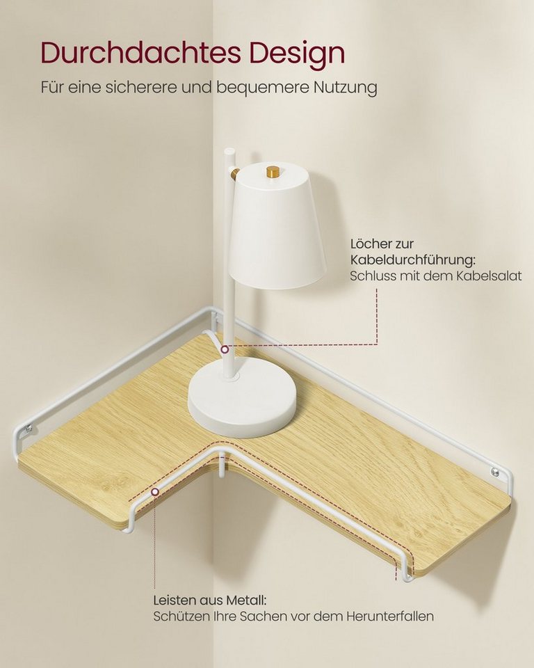 VASAGLE Eckregal L-förmiges Eckregal Set Wandregal, 2-tlg., Wandregal, L-förmiges Eckregal, 2er Set, Industrie-Design Bild 5