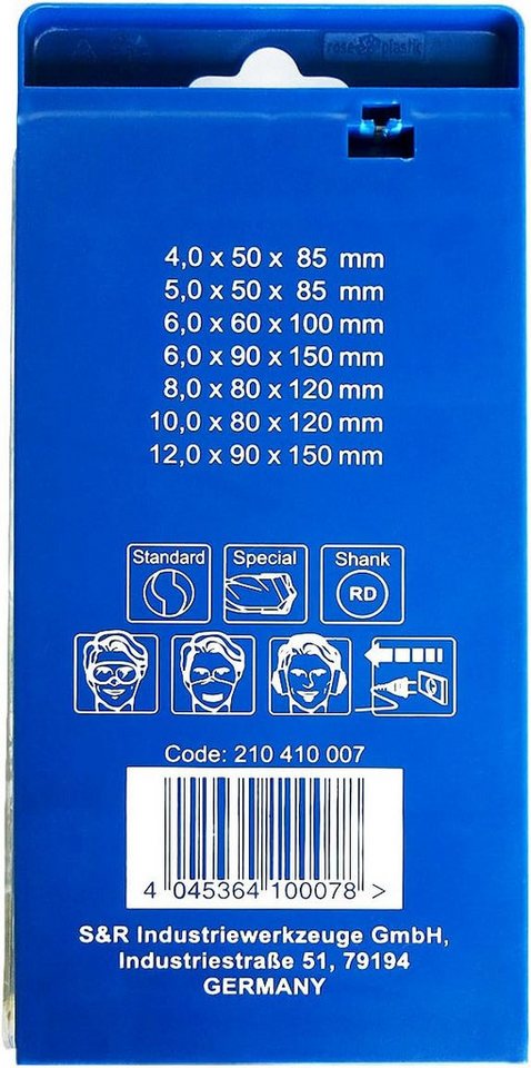 S&R Steinbohrer Betonbohrer in robuster Kassette, Industriequalität Made in Germany, (Set, 7-tlg Durchmesser: 4-12mm), Superschlag mit zylindrischem Schaft für Beton, Ziegel, Naturstein Bild 3