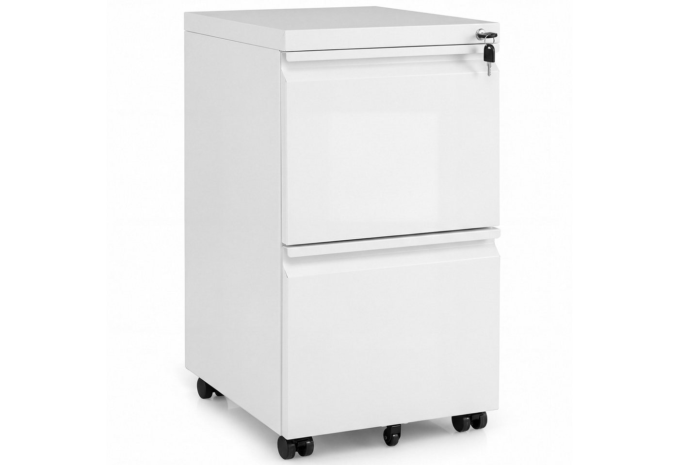 COSTWAY Rollcontainer, Aktenschrank abschließbar Stahl mit 2 Schubladen 44x37x67cm