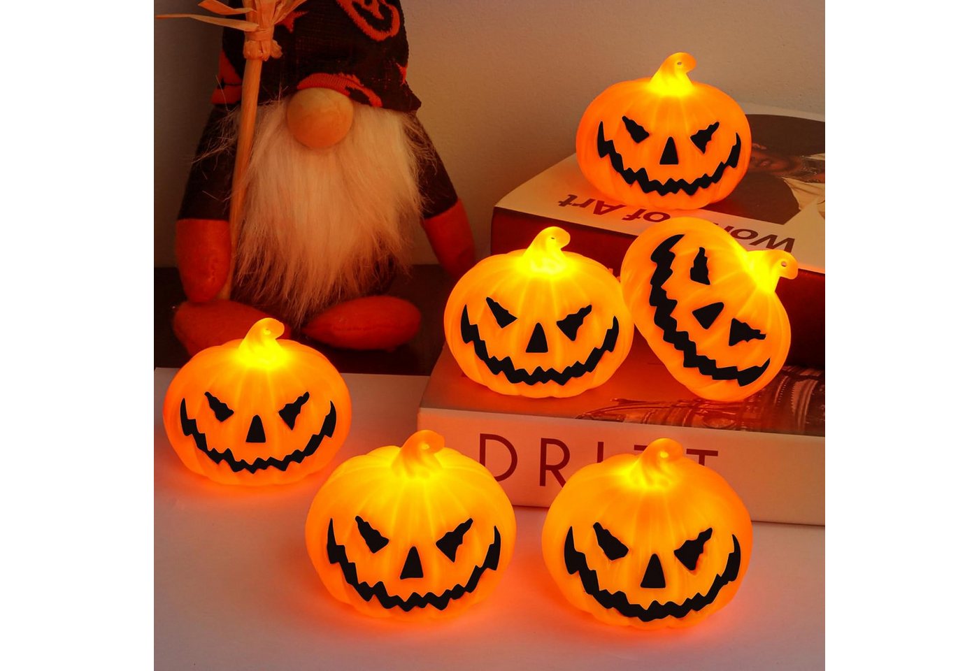 nsihing LED-Kerze Halloween LED-Kürbislichter, 3er-Pack Kerzen