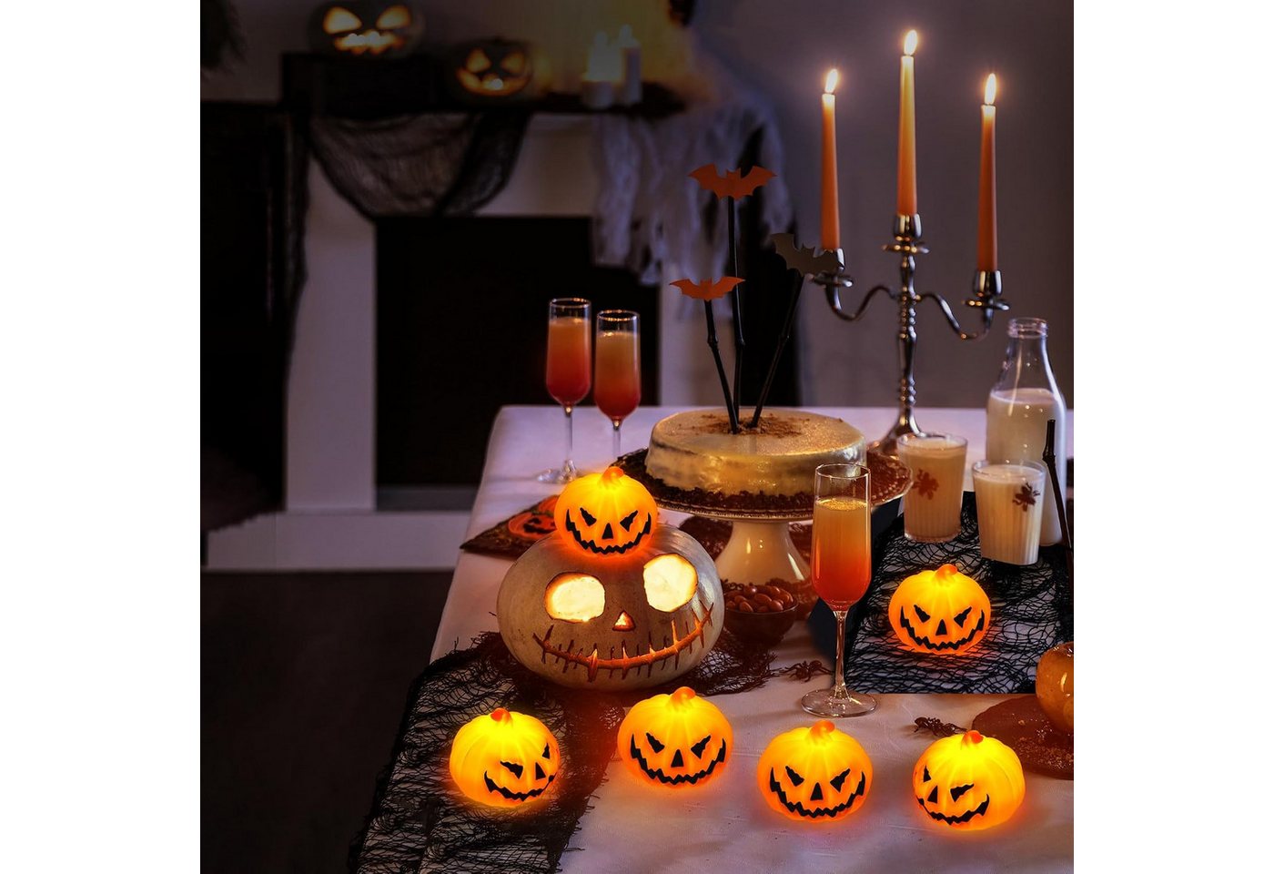 nsihing LED-Kerze Halloween LED-Kürbislichter, 3er-Pack Kerzen Bild 2