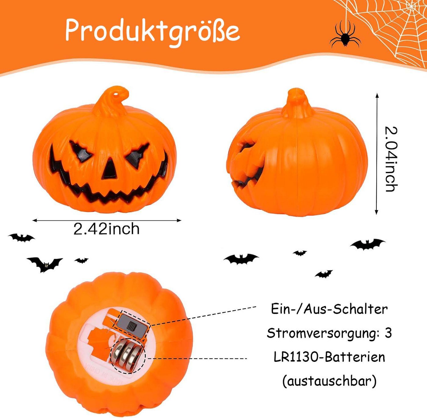 nsihing LED-Kerze Halloween LED-Kürbislichter, 3er-Pack Kerzen Bild 5