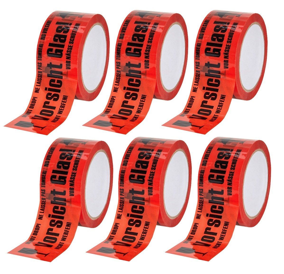 Kummert Business Klebeband 6x Kummert Business Warn Klebeband PP "Vorsicht Glas" 50 mm x 66 m