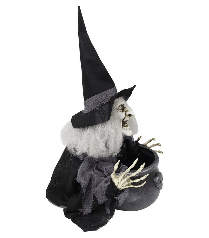 Home-trends24.de LED Dekofigur LED Hexe Scary Halloween Deko Animation Sound Hexenkessel Bild 4