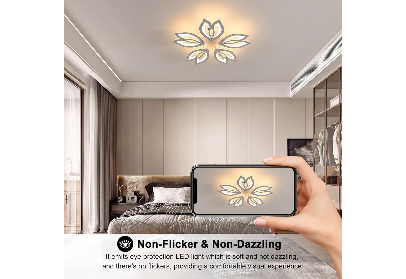 Riserva Deckenleuchten Magnolie Design LED Deckenleuchte Weiß 37W Dimmbar Fernbedienung, LED wechselbar Bild 3