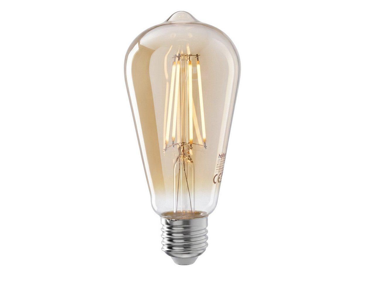 hofstein LED-Leuchtmittel 2er Set Glühbirne Warmweiß dimmbar 7 Watt, E27, 2700 Kelvin, 720 Lumen, Edison Vintage, Filament, Amber