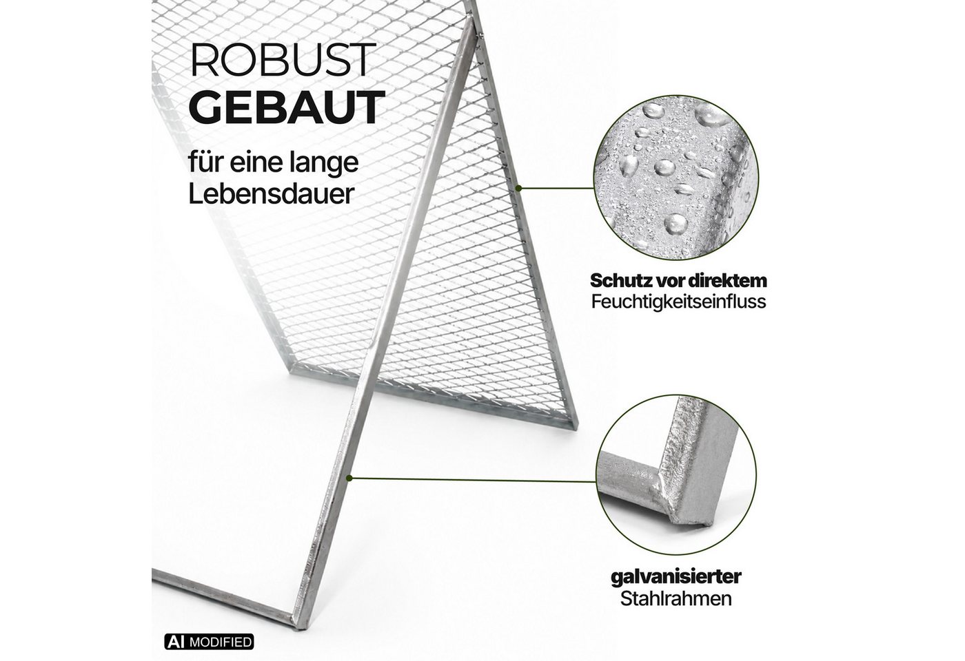 Lemodo Gartensieb Durchwurfsieb 100x60 cm aus galvanisiertem Stahl, Stahl