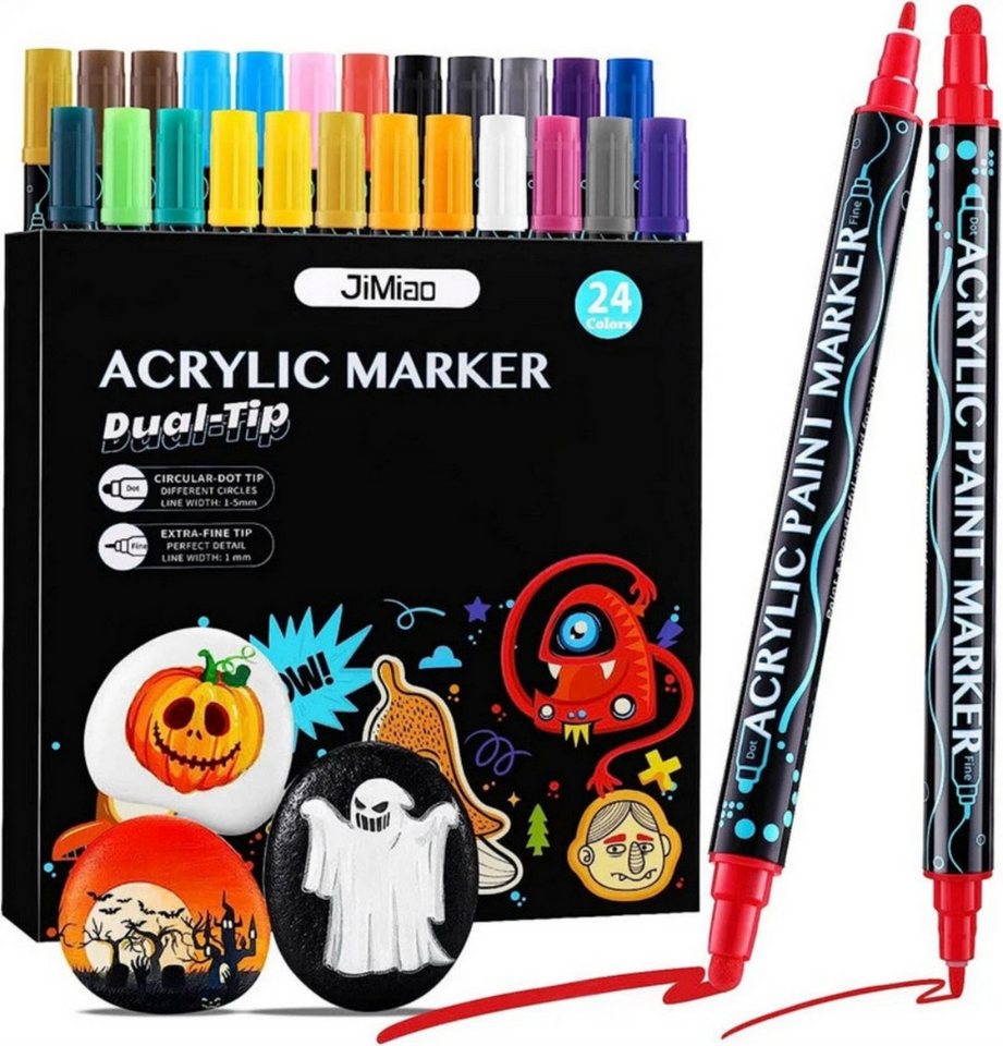 FANNOU Lackmarker Acrylstifte Dual-Tip Brush, zum Bemalen & Basteln, Geschenkidee, (24-tlg), Wasserbasierte Acrylmarker in leuchtenden Mischfarben Bild 2