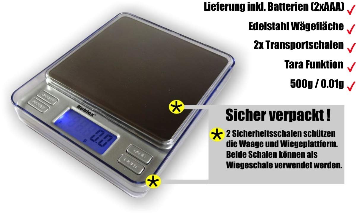 NOHLEX Feinwaage NTP500X 500g/0.01g Feinwaage Goldwaage Digitalwaage Laborwaage Bild 2