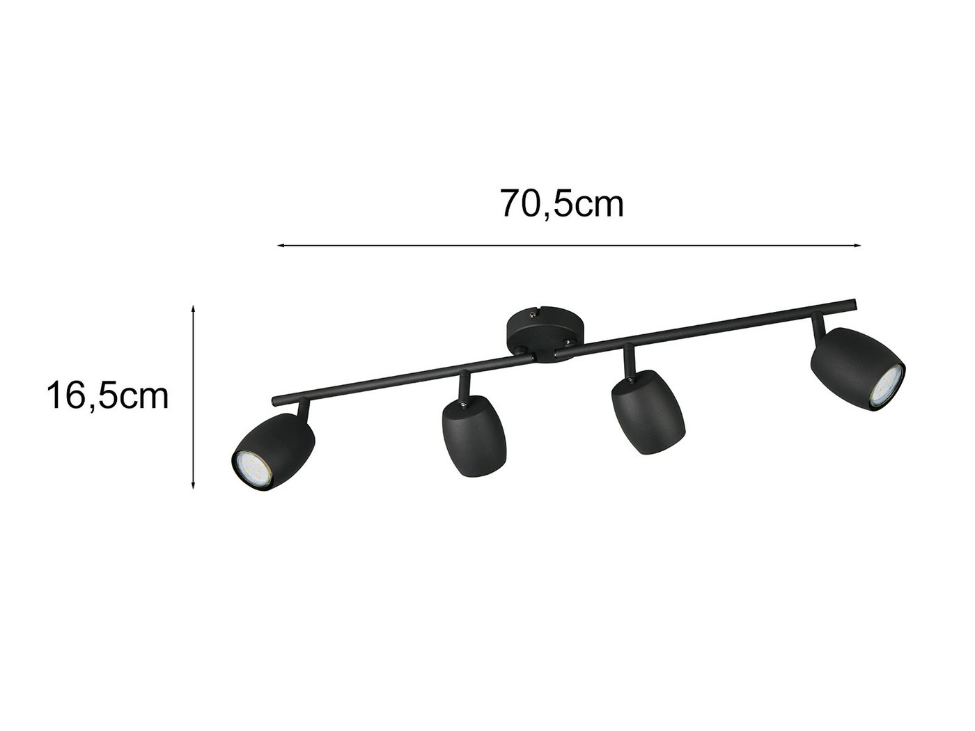 Reality Leuchten LED Deckenstrahler, Dimmfunktion, LED wechselbar, Warmweiß, Innen Strahler mit 4 schwenkbaren Spots für die Decke, Breite 70,5cm