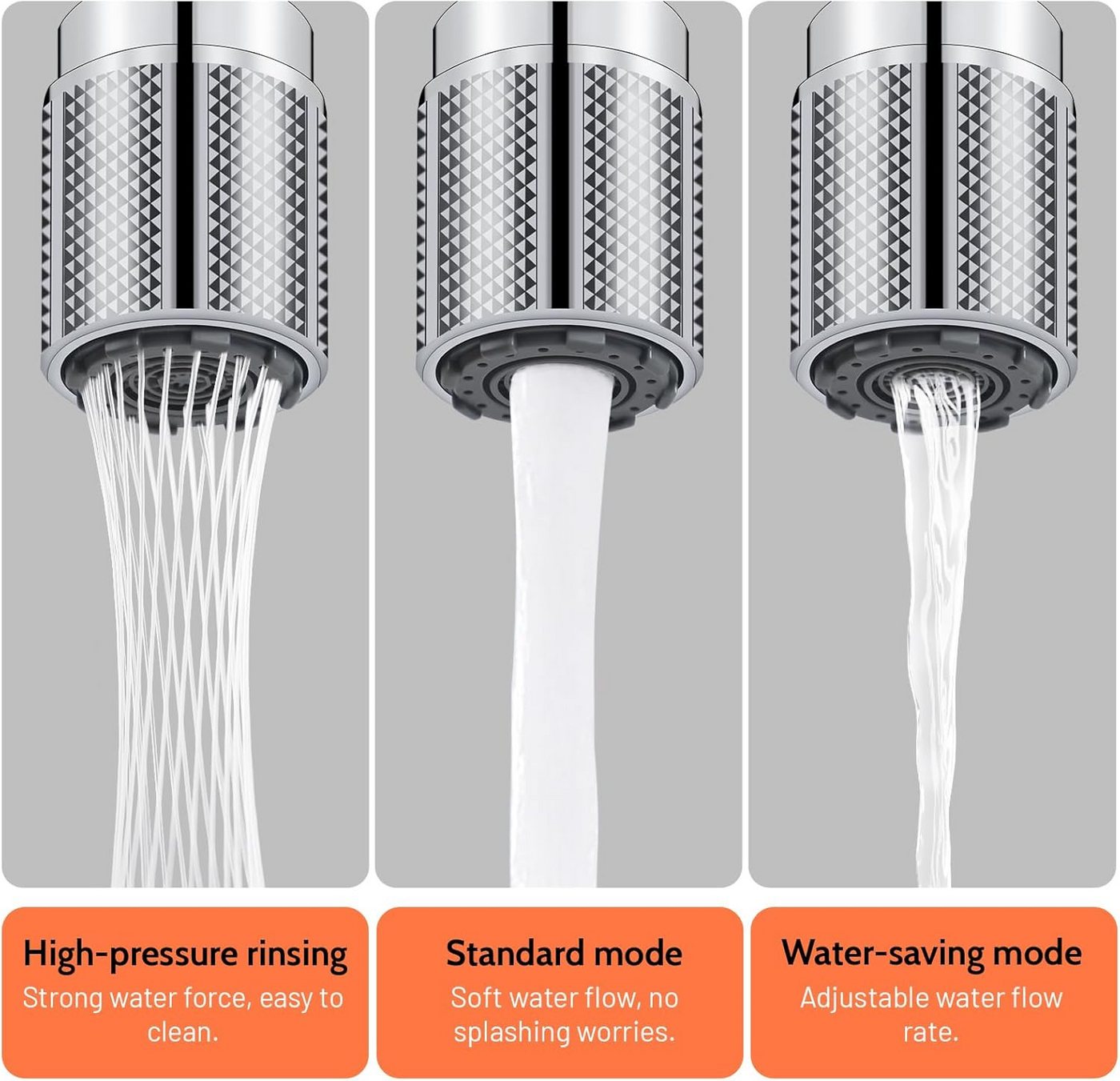 FELIXLEO Strahlregler Wasserhahnaufsatz 3 Strahlarten 6 Adapter Küche Bad, (1-tlg) Bild 5