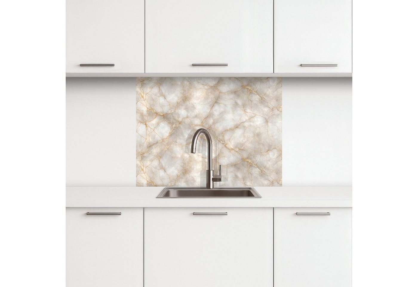 KitchenYeah Küchenrückwand selbstklebend (keine Folie) Sandfarben - Marmor - Naturstein, (1-tlg), Spritzschutz, Küche, Rückwand, Küchenwand, Küchenfront, 80x60 cm