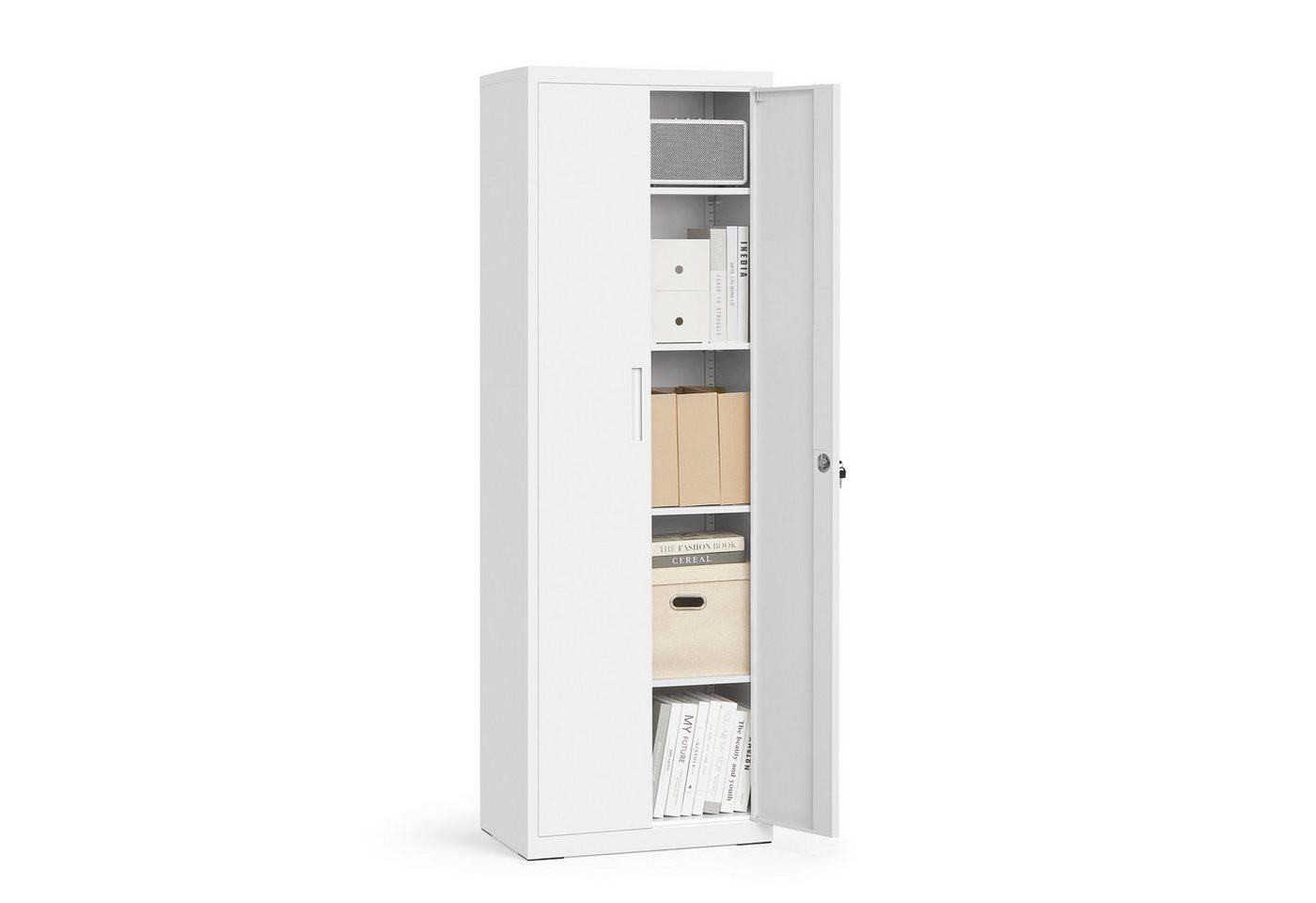 SONGMICS Aktenschrank Aktenschrank Mehrzweckschrank verstellbare Ablagen, 5 Ebenen 40 x 60 x 180 cm, Garage, Büro, Schloss, Aufbewahrungsschrank Bild 2