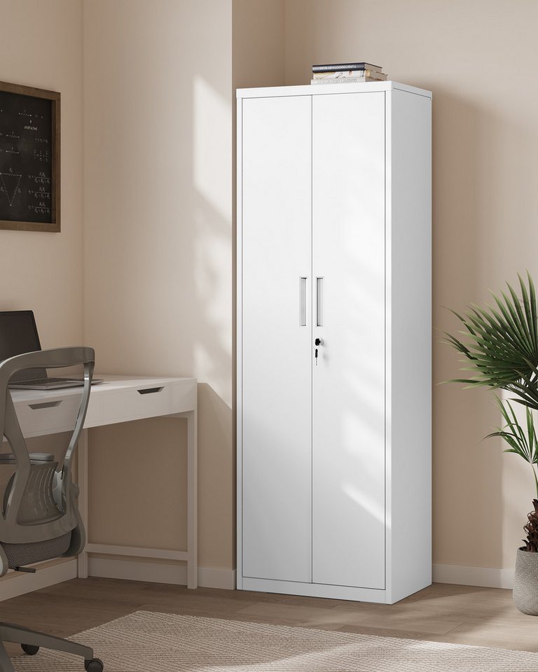 SONGMICS Aktenschrank Aktenschrank Mehrzweckschrank verstellbare Ablagen, 5 Ebenen 40 x 60 x 180 cm, Garage, Büro, Schloss, Aufbewahrungsschrank Bild 3
