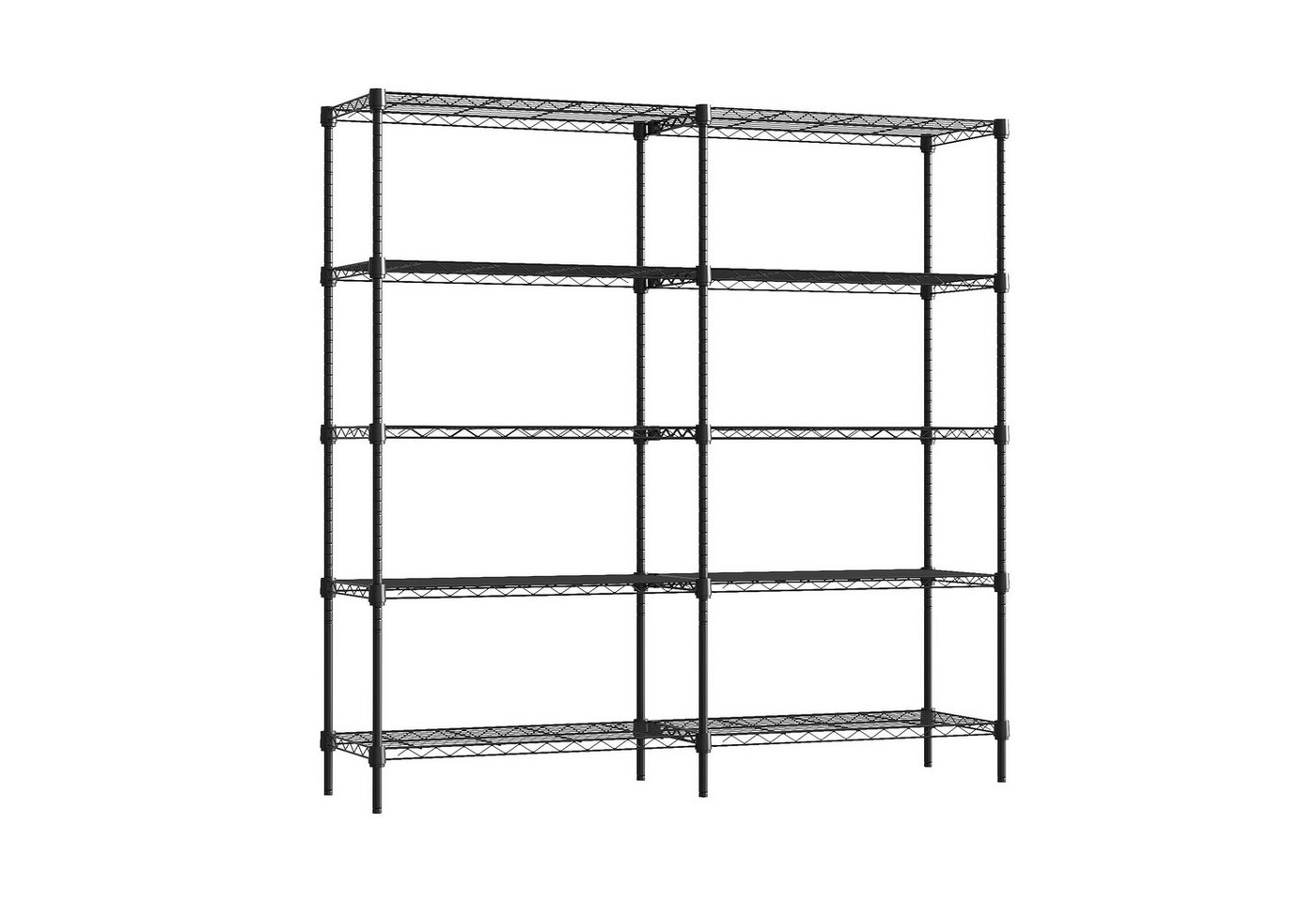 GarveeMore Schwerlastregal aus Stahl mit 5 Ebenen, höhenverstellbar, pulverbeschichtet, 150x35x150 cm, schwarz, für Werkstatt, Keller, Garage, Küche