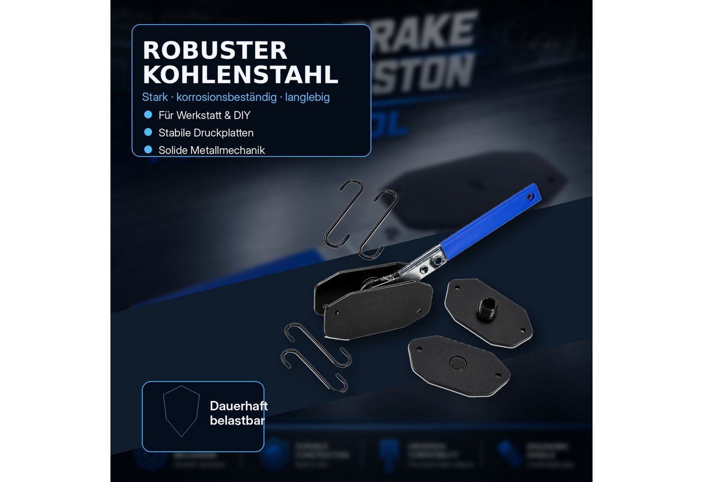 Luckice Multitool Kohlenstoffstahl Bremssattel‑Spreizer, für Bremsbelag‑Austausch, (Set, 5 St., 360‑Grad‑schwenkbares Ratschendesign), Praktisches Werkzeug für Bremsenreparatur Bild 2