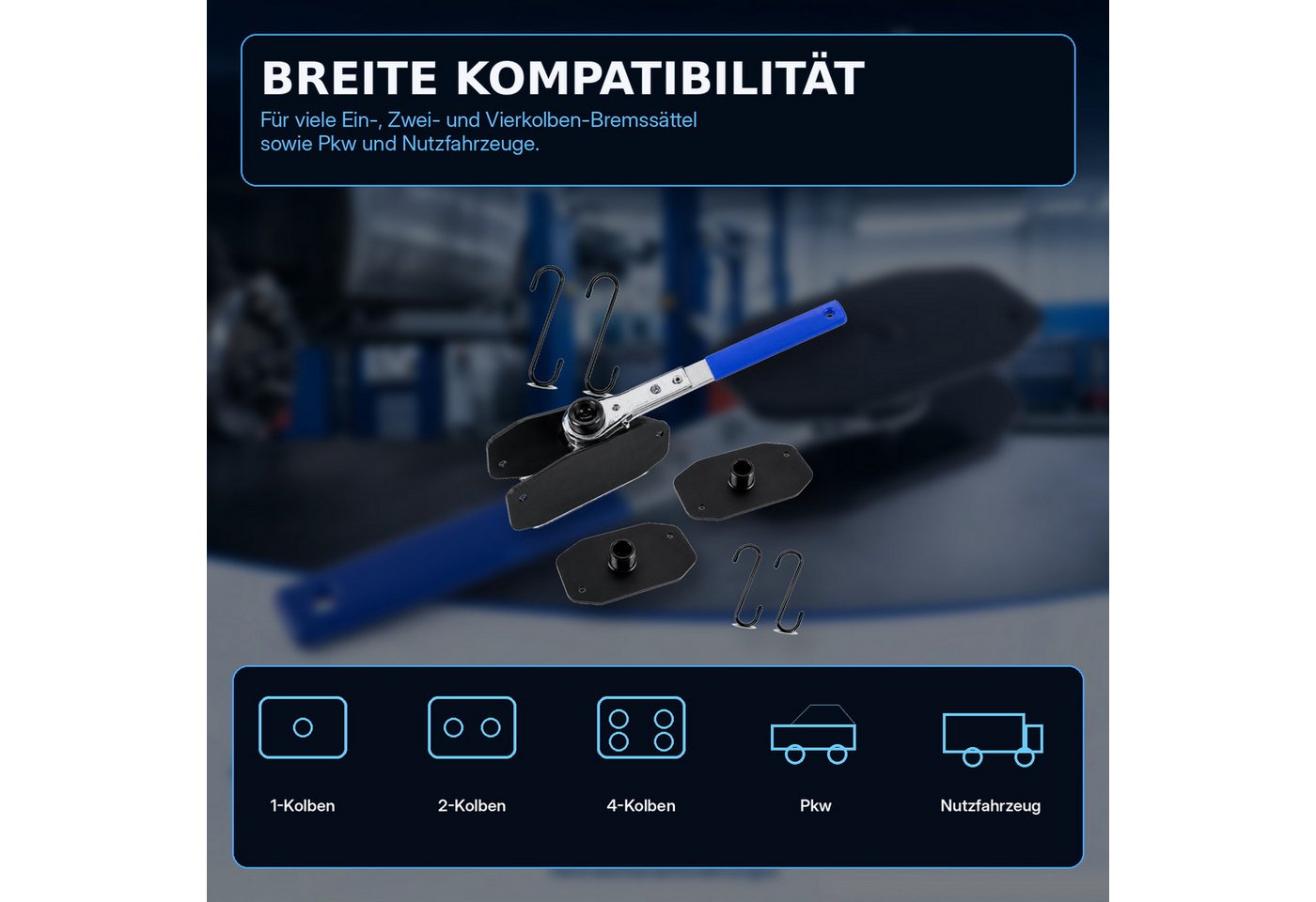 Luckice Multitool Kohlenstoffstahl Bremssattel‑Spreizer, für Bremsbelag‑Austausch, (Set, 5 St., 360‑Grad‑schwenkbares Ratschendesign), Praktisches Werkzeug für Bremsenreparatur Bild 5