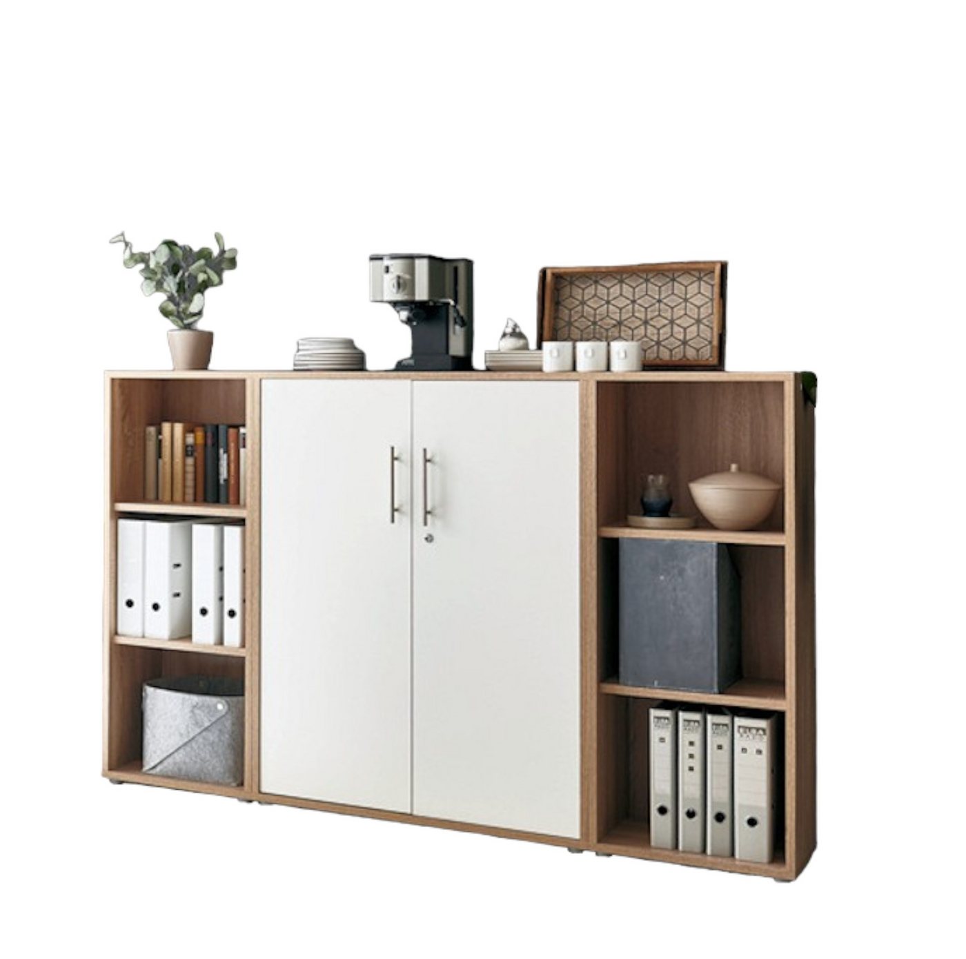 moebel-dich-auf Aktenschrank TABOR 2 (Büroschrank Aktenregal ideal für DIN A4 Ordner, abschließbar Metallgriffe) Made in Germany